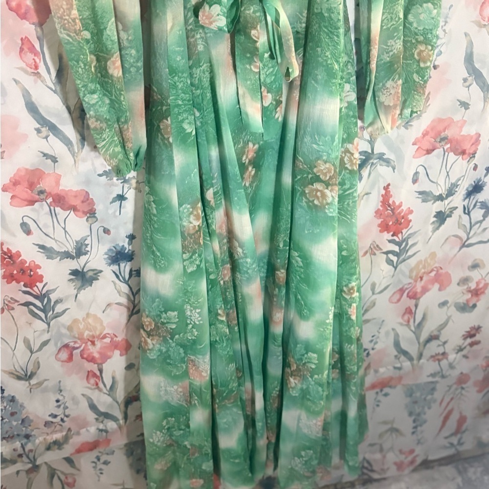 Vintage Floral Green Dress - Picture 8 of 11